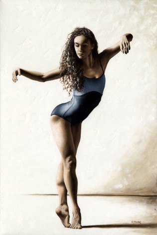 Fine art original oil painting of a beautiful modern ballerina dancer